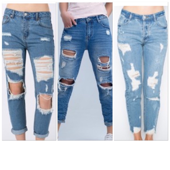 Retro Straight-leg Distressed Holey Ripped Jeans - Picture 9 of 9